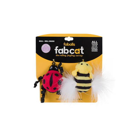 FabCat Faball Ladybug & Bumble Bee Cat Toy - 2 Pack